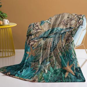 3D Sea Turtles Printed Soft Plush Fleece Flannel Throw Blanket Abstract Tortoise Blue Sea Animals Bed Blankets Gift Tur - Product Image 1