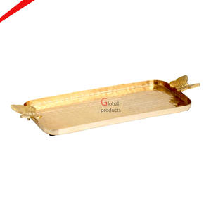 Nouveau Plateau de Service Carré en Métal Martelé Ramadan 2026 avec Lune Dorée en Tête – Designs Tendance, Meilleurs Accessoires de Cuisine, Plateau en Métal - Product Image 3