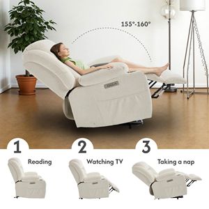 Poltrona Reclinabile Elettrica in Pelle per Anziani con Funzione Massaggio e Riscaldamento, Comoda Seduta per Soggiorno - Product Image 5