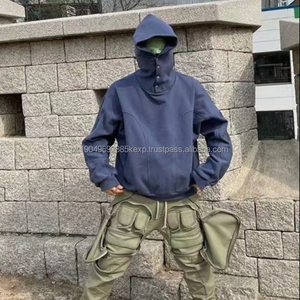 Vente en gros 300 Gsm polaire 100% coton sweat à capuche surdimensionné hommes vierge masque zippé sweats à capuche en masque facial - Product Image 2