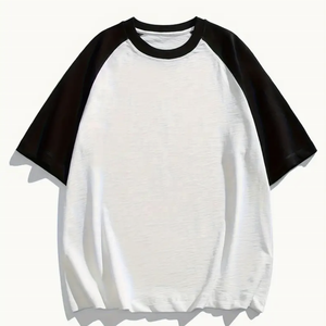 Vente en gros T-shirts surdimensionnés à manches raglan en coton pour hommes, style baseball et sport décontracté, logo personnalisé, vente en gros solide à col rond - Product Image 4