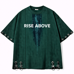 เสื้อยืดโอเวอร์ไซส์ลายกราฟิกสำหรับผู้ชาย ผ้าคอตตอนหนานุ่ม ทรงดรอปไหล่ สไตล์สตรีทแวร์ ลายพิมพ์กลิตช์ พร้อมห่วงโลหะ แฟชั่นเสื้อยืด - Product Image 3