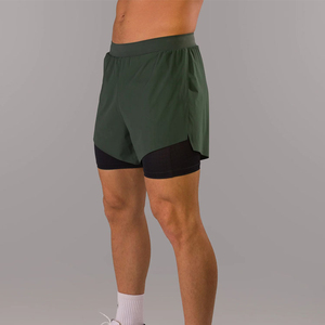 Pantalones Cortos Deportivos 2 en 1 para Correr y Gimnasio, Transpirables, de Secado Rápido, con Cordón Ajustable en la Cintura, Diseño Sólido, Compresión, Personalizables, Oferta de Verano - Product Image 2