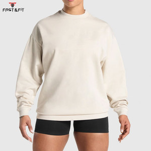 Women's Casual Heavyweight Woven Fleece Embroidered Windproof Breathable Sweatshirt Autumn Oversized Crewneck Front Logo <b>Hoodie</b> - Product Image 1