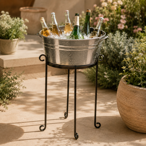 Vintage Metal Boat Shape Ice Bucket with Stand for Party Beverage Cooling - Product Image 4