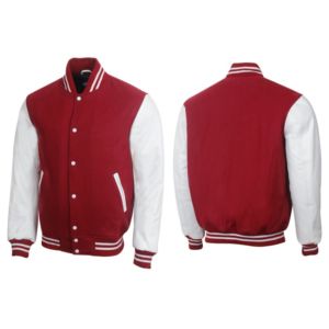 Veste varsity unisexe de qualité supérieure, manches en laine et cuir PU, veste bomber - Product Image 5