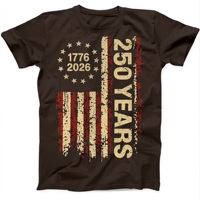 Camiseta de Hombre para el 4 de Julio de EE. UU., 250 Aniversario 1776-2026, Personalizada con Serigrafía, Tejida, 100% Algodón Transpirable