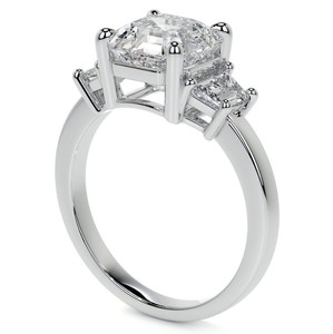 Bague Trio en Moissanite Taille Asscher en Argent Sterling 925 Plaqué Or 14K – Bague de Fiançailles de Luxe, Cadeau de Mariage ou d'Anniversaire pour Elle - Product Image 2