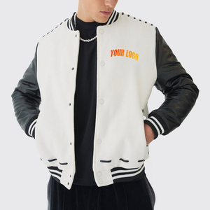 2026 Custom Wool Varsity <b>Jacket</b> Plus Size 100% Authentic Genuine Leather Sleeves <b>Waterproof</b> Men Casual <b>Winter</b> Fashion Coat - Product Image 5