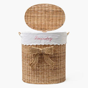 Cesto de ropa de mimbre tejido con diseño de nube, cesta de lavandería con lazo de mimbre para habitación infantil, almacenamiento de ropa sucia, decoración para cuarto de niños. - Product Image 4