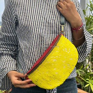 Bolsos cruzados de cuero reciclado metálico con pelo para mujer, riñoneras occidentales y riñoneras, bolsos de hombro de piel de vaca - Product Image 4