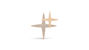 Broche Unisexe en Or Jaune 9K Motif Diamant de Laboratoire Aarinya Celestial Twin Star Polaris Cluster pour Fêtes et Mariages - Product Image 2