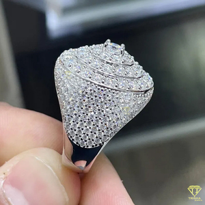 Custom Round Moissanite Diamond <b>Ring</b> For <b>Men</b> Hip Hop White Gold <b>Ring</b> Design - Product Image 6