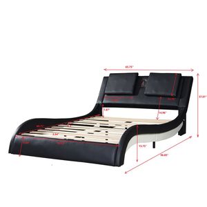 Queen-size in finta pelle piattaforma telaio a LED illuminazione Bluetooth musica RGB controllo dello schienale vibrazione massaggio curva Design - Product Image 4