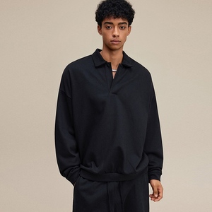 In Stock Ready to Ship Streetwear Wholesale Custom Blank Retro Old Money Polo Collar Sweatshirt - Product Image 3