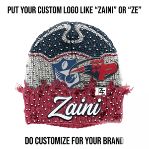 ZAINI 280 GSM Premium Acrylic Knit Beanie Cap Rainbow Tie Dye Character Embroidery - Product Image 5