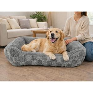 Cama Cálida para Perros con Diseño a Cuadros Grises y Marrones, Disponible en 3 Tamaños para Mascotas - Product Image 3