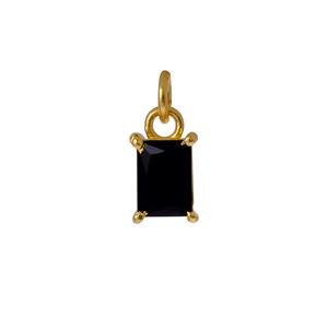 Noir Onyx Pierre De Naissance Pierre Précieuse Baguette Facettes Plaqué Or Prong Ensemble Pendentif Charme À La Main Bijoux Pierre Connecteur En Gros - Product Image 1