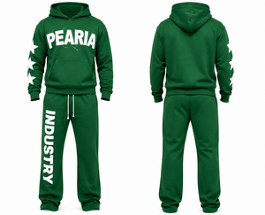 Conjunto Deportivo de Invierno para Adultos, Unisex, Ligero, de Poliéster/Algodón de Alta Calidad, con Sudadera con Capucha y Corte Holgado, Estampado Verde - Product Image 4