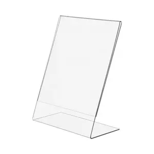 Soporte de plástico inclinado para mesa, soporte de señal transparente, menú, acrílico, marcos de fotos, superventas de Amazon