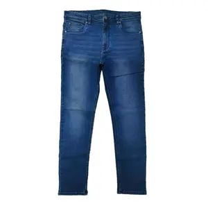 Calça jeans solta para homens, roupa de algodão de alta qualidade com pernas largas, roupa jeans azul marinho, moda masculina, tecido jeans personalizado