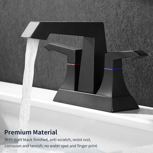 Rubinetto da Bagno Nero Opaco 4001 MB a Foro Singolo, Stile Moderno, Resistente, con 2 Maniglie, Kit di Scarico e Alimentazione, Rubinetto da Lavabo da Appoggio - Product Image 6