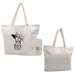 Sac fourre-tout blanc style OES Eastern Star Si-star, élégant et chic, pour les réunions de chapitre Eastern Star - Product Image 1