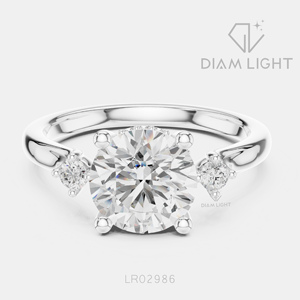 Anillo de Diamante Cultivado en Laboratorio con Corte Redondo Certificado por IGI de 2.00CT, Oro Blanco de 14K, Color F+, Claridad VS+, Anillo de Compromiso Moderno para Mujer, Regalo - Product Image 1