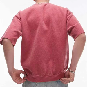 เสื้อยืดคอกลมแขนสั้นสีพื้นทรงโอเวอร์ไซส์สำหรับผู้ชายรุ่นใหม่ล่าสุด ผ้าเจอร์ซีย์คอตตอนลำลอง - Product Image 2