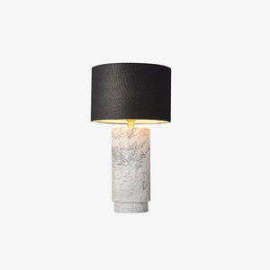 Luxury White Marble <b>Table</b> <b>Lamp</b> With Charcoal Fabric Shade Natural Stone Construction Premium Ambient Lighting - Product Image 6