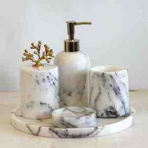 Wholesale Minimalist <b>White</b> Polyresin <b>Bathroom</b> <b>Accessory</b> <b>Set</b> Rectangle-Shaped Easy-to-Clean <b>Accessories</b> - Product Image 5