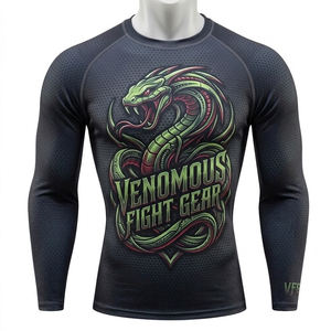 Camiseta deportiva de compresión de cintura alta para hombre, de secado rápido, elástica, de manga corta, con estampado para culturismo. - Product Image 1