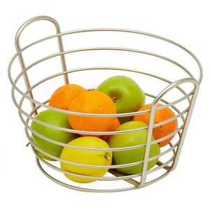 Nordic Black Metal <b>Wire</b> <b>Storage</b> <b>Basket</b> with Wooden Handle Round Iron Mesh Organizer Bin <b>for</b> Kitchen Pantry Bathroom Sundries - Product Image 2