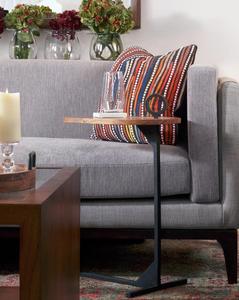 Modern Wooden <b>Side</b> <b>Table</b> With <b>Black</b> Metal Base Rectangle Indoor Living Room Decor Accent Piece - Product Image 1