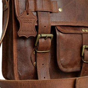 Men Genuine Leather Laptop Briefcase, Business Office Messenger Bag, Professional Shoulder Work Bag - Product Image 5