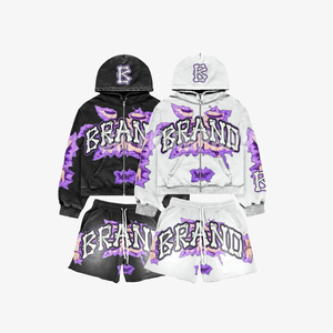 Conjunto Deportivo de Sudadera con Cierre y Pantalones Cortos Purple Flame - Product Image 1