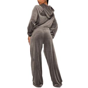 <b>velour</b> tracksuit for women Wholesale Custom Velvet Sweatsuit Women Hoodie Sweatpants Sets Jogger Zipup Hoodie <b>Velour</b> Tracksuits - Product Image 4