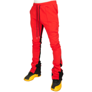Pantalon de survêtement rouge pour homme, taille élastique, cordon de serrage, bande latérale, vêtements de sport, tenue d'entraînement, sans marque - Product Image 1