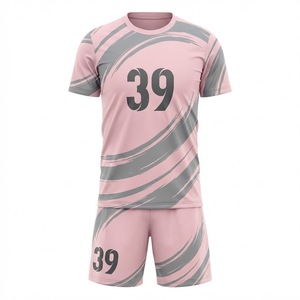 Custom Made 100% Polyester Soccer Sublimation Uniform Pink Grey <b>Brush</b> Football Jersey Breathable Quick Dry Team Sportswear 2026 - Product Image 1