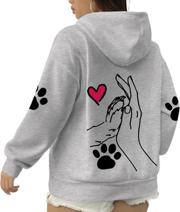 Sweat à capuche unisexe personnalisé avec empreinte de patte de chien, coupe classique, 100 % coton, motif graphique uni, pull premium pour amoureux des animaux, streetwear - Product Image 4