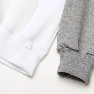 Mens White <b>Grey</b> Color Block <b>Hoodie</b> Custom Logo Pullover Streetwear Sweatshirt Manufacturer Custom Color Block <b>Hoodie</b> Mens Pullov - Product Image 4