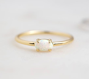 Handmade Ethiopian <b>Opal</b> 6x8mm Oval 925 Silver Gold Plated Prong Setting Trendy Gemstone Minimalist <b>Ring</b> Unisex Women's Wedding - Product Image 1