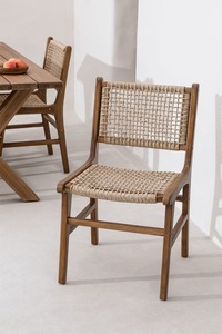 Modern Scandinavian Wood Dining Chair With Handwoven Rattan Seat And <b>Backrest</b> Stable Home Furniture For Dining Room - Product Image 2