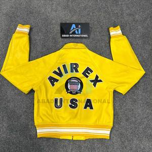 Chaqueta de Cuero Avirex para Mujer en Color Amarillo con Diseño Corto de Cuero Premium, Ajuste Sexy, Última Moda de Invierno, Chaquetas de Cuero Avirex para Mujer - Product Image 2