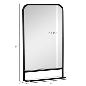 Contemporary 34x21 Black <b>Square</b> Wall <b>Mirror</b> with Shelf for Living Room Bedroom Use - Product Image 3