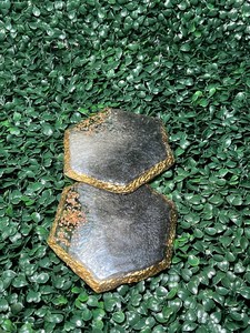 Fancy black and gold hexagon <b>agate</b> epoxy resin <b>coaster</b> set - Product Image 5
