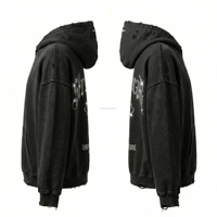 Sweat-shirts à capuche pour hommes, personnalisés et brodés, doublés polaire, épais, coupe oversize, style streetwear hiver, look urbain premium, effet vieilli, vente en gros