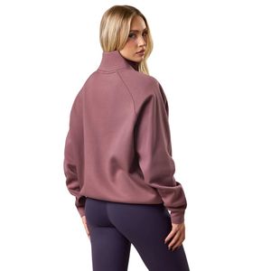Sweat-shirt en molleton violet poussiéreux à manches raglan pour femme, coupe oversize, à col cheminée, manches longues, style streetwear décontracté, coupe ample, pour usage quotidien - Product Image 2