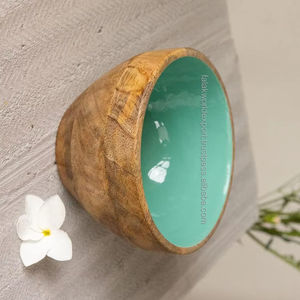 Cuenco de madera maciza con estampado de esmalte, cuenco de madera de diseño Premium impreso con logotipo personalizado para servir ensaladera de FWE - Product Image 1