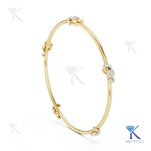 Solid Gold Diamond <b>Infinity</b> Station Bangle <b>Bracelet</b> 14K 18K Fine Women Minimalist Jewelry Manufacturer Wholesale Supplier - Product Image 3